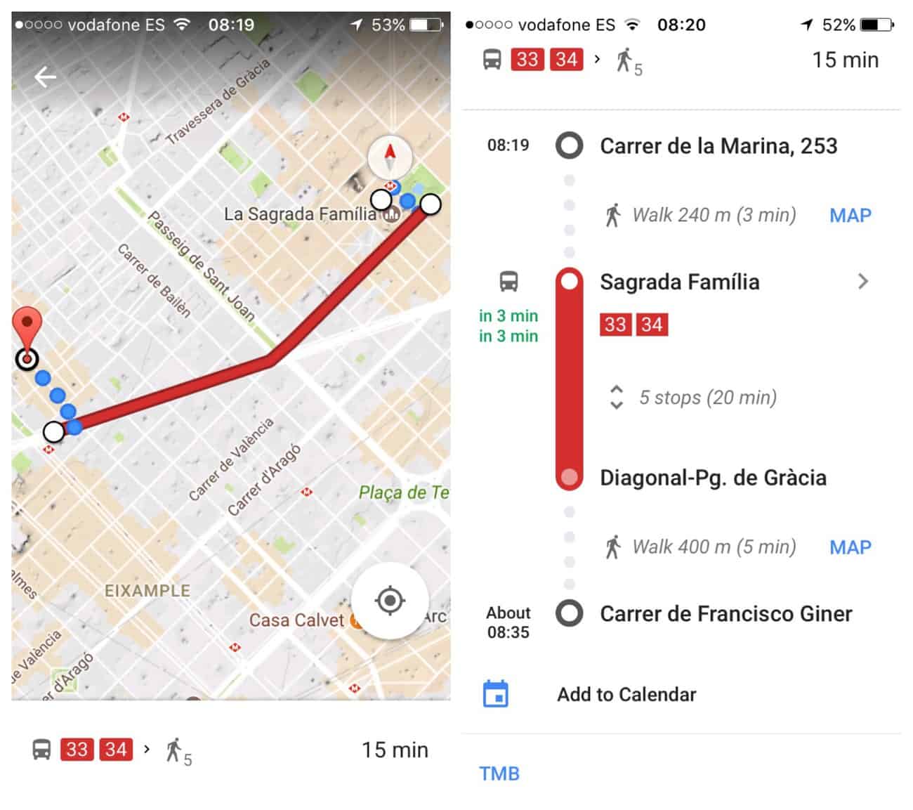 Barcelona - Google maps directions
