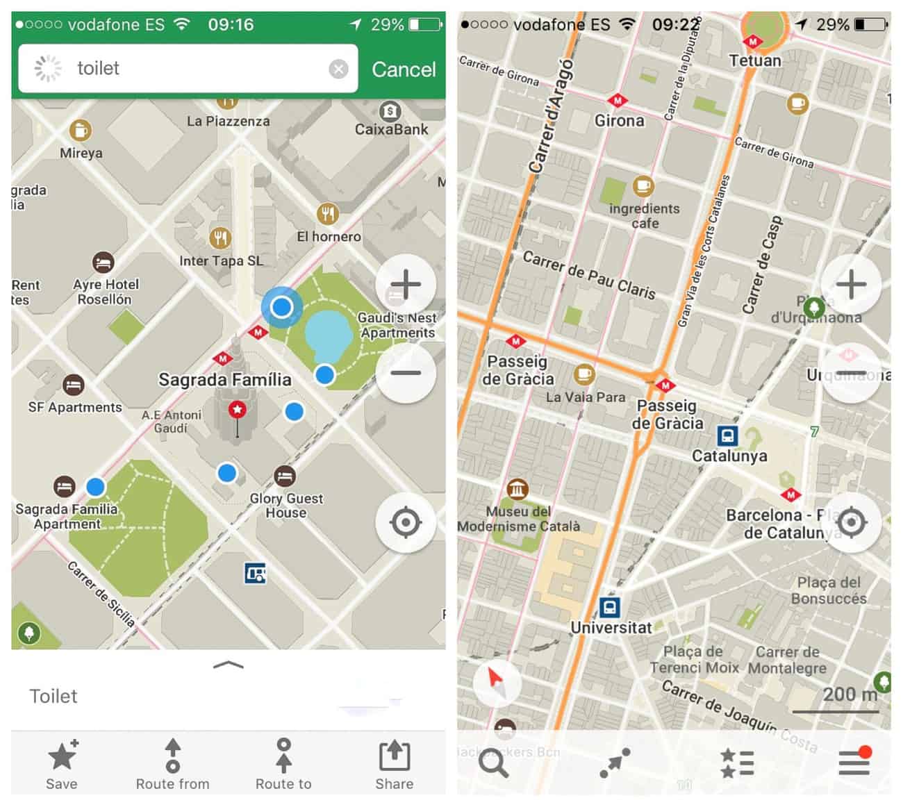 Barcelona - using Maps.me to navigate