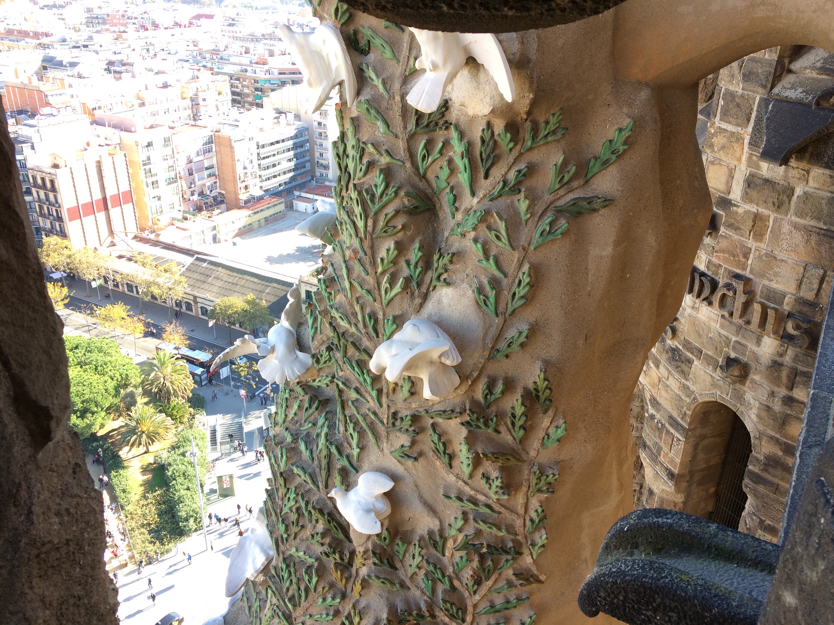 Barcelona - Sagrada Familia Nativity facade from inside tower