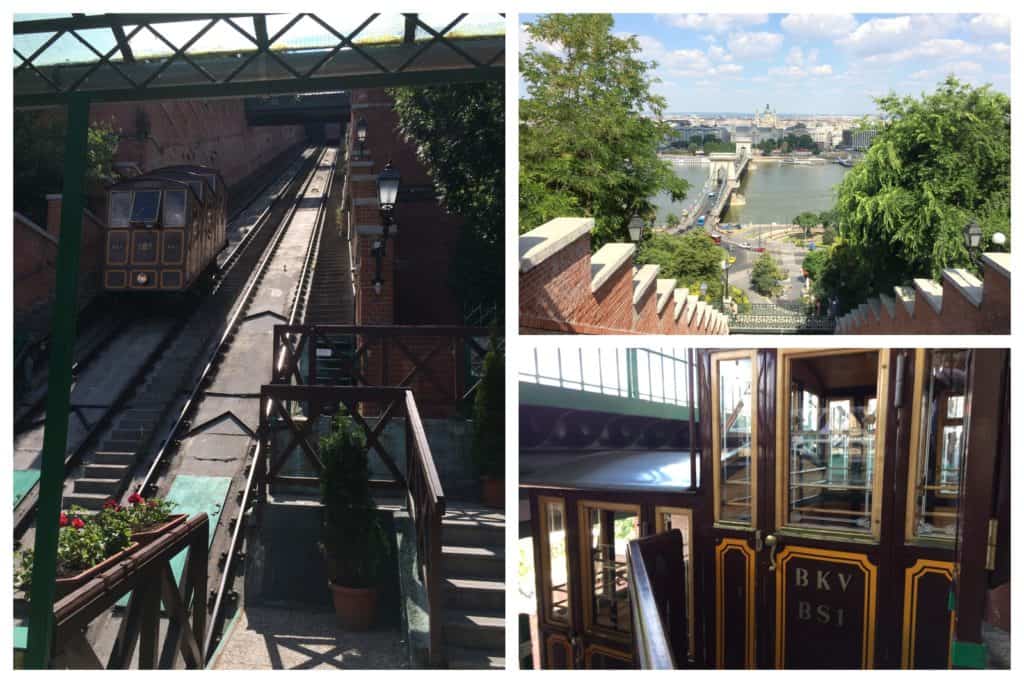 Collage of images of the Castle Hill Funicular in Budapest